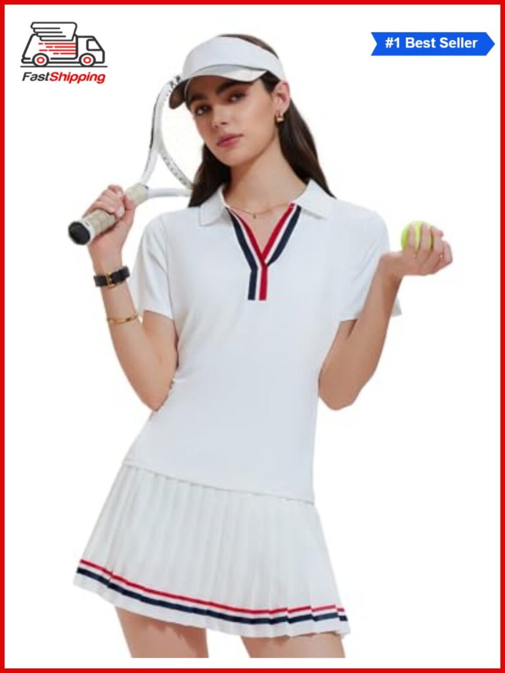 Women 2 Piece Tennis Skirt Set Pleated Skort Golf Pickleball Outfit